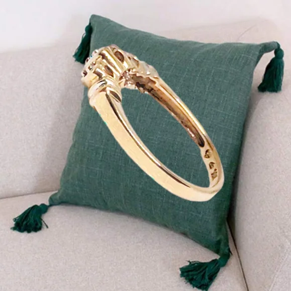 10k Gold Ring with 3 Hearts & Natural Diamonds